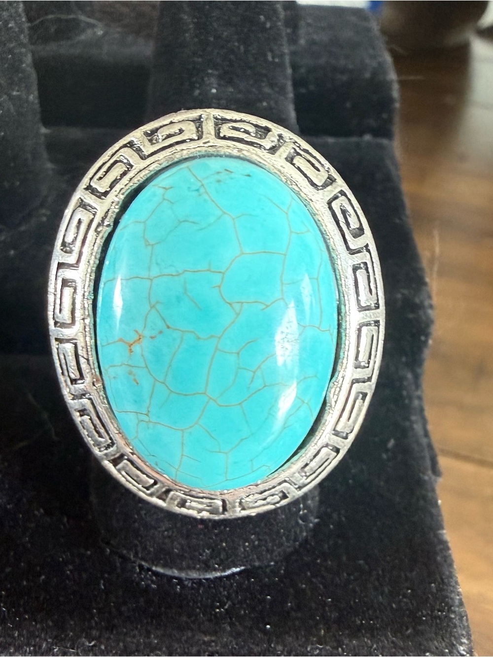 Turquoise Oval Statement Ring - Blue Gemstone Fashion Ring